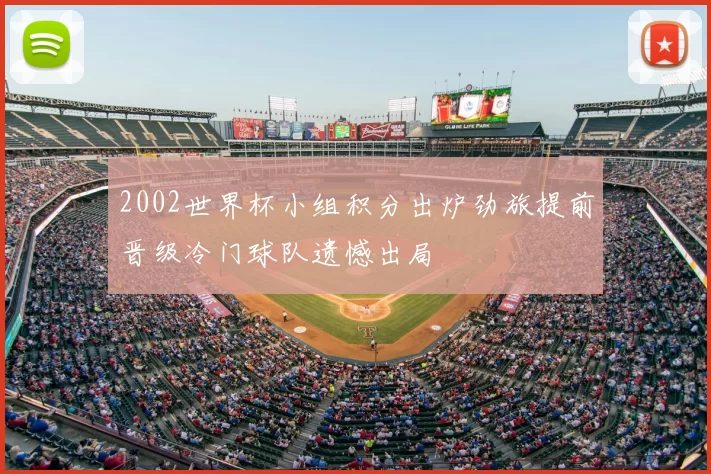 2002世界杯小组积分出炉劲旅提前晋级冷门球队遗憾出局